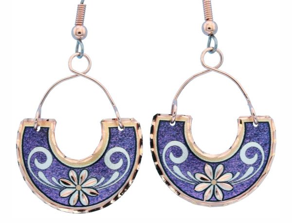 Wire Flower Earrings Purple FW-01