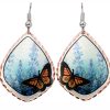 Butterfly and Lupine Flowers Earrings, Wholesale Coastal Jewelry