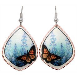 Colorful Coastal Jewelry, Butterfly and Lupine Flowers Earrings