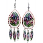 Hummingbird and Lupine Flower Earrings