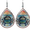 Blue Crab Earrings, Handmade Nautical Jewelry