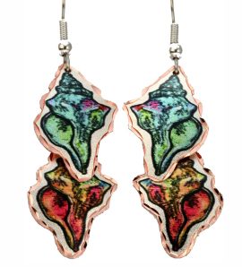 Colorful Handmade Seashell Earrings, Nautical Coastal Jewelry