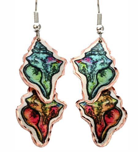 Colorful Handmade Seashell Earrings, Nautical Coastal Jewelry