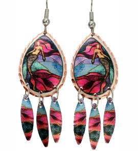 Dangle mermaid earrings, Unique nautical sea life jewelry