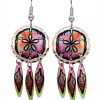 Colorful Dangle Sand Dollar Earrings, Wholesale Nautical Sea Life Jewelry