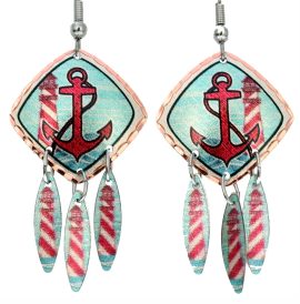 Nautical jewelry dangle anchor earrings