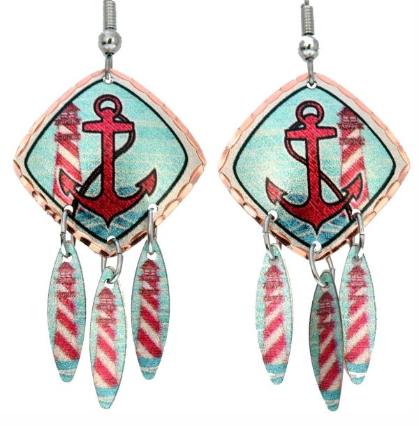 Nautical jewelry dangle anchor earrings