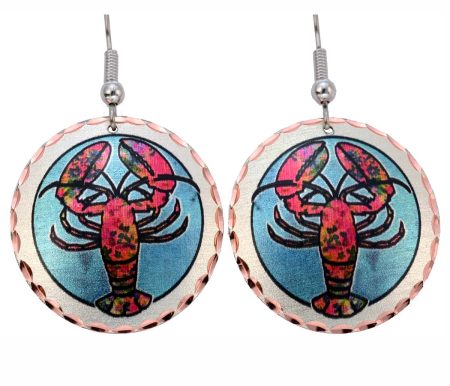 Colorful nautical jewelry, lobster earrings