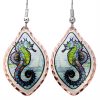 Buy seahorse earrings handmade from copper in vibrant colors