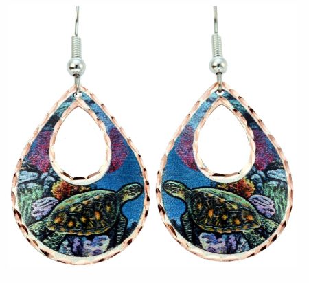 Handmade Nautical Seashore Jewelry, Sea Turtle Earrings