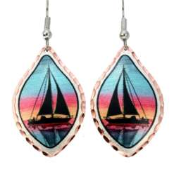 Sailboat earrings, colorful handmade nautical jewelry