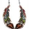 Colorful copper feather earrings