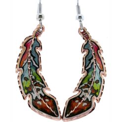 Colorful feather artwork beautifully rendered in lustrous copper