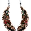 Colorful Native copper feather earrings
