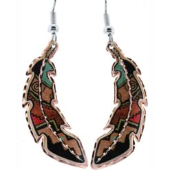 Pueblo art inspired copper feather earrings