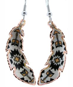 Handcrafted Native American copper feather earrings