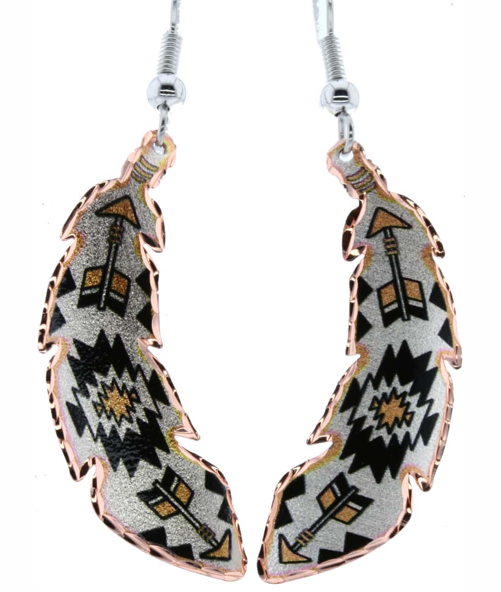 Handcrafted Native American copper feather earrings Handcrafted Native American copper feather earrings