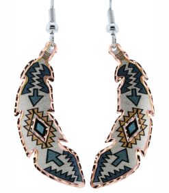 Handmade native copper feather earrings