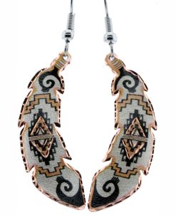 Copper feather earring created in lovely Native American design