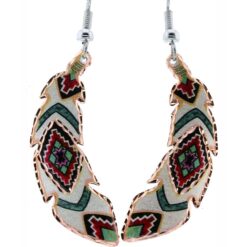 Mixed Metal Feather Earrings, Copper Handmade Feather Earrings