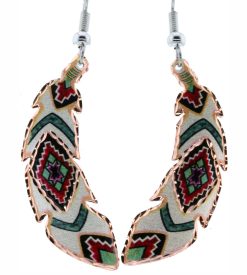 Native American copper feather earrings
