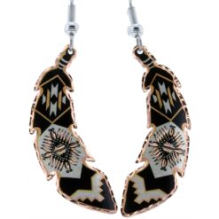 Metal feather earrings, Copper feather jewelry