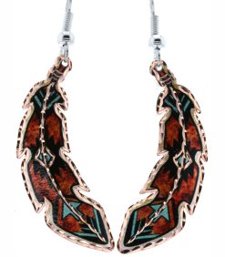 Native copper feather earrings