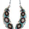 Copper feather earrings handmade in turquoise color Copper feather earrings handmade in turquoise color