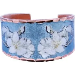 Handmade Van Gogh Almond Blossom adjustable pure copper ring for women