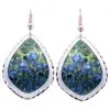 Handmade Van Gogh Irises colorful pure copper dangle earrings for women