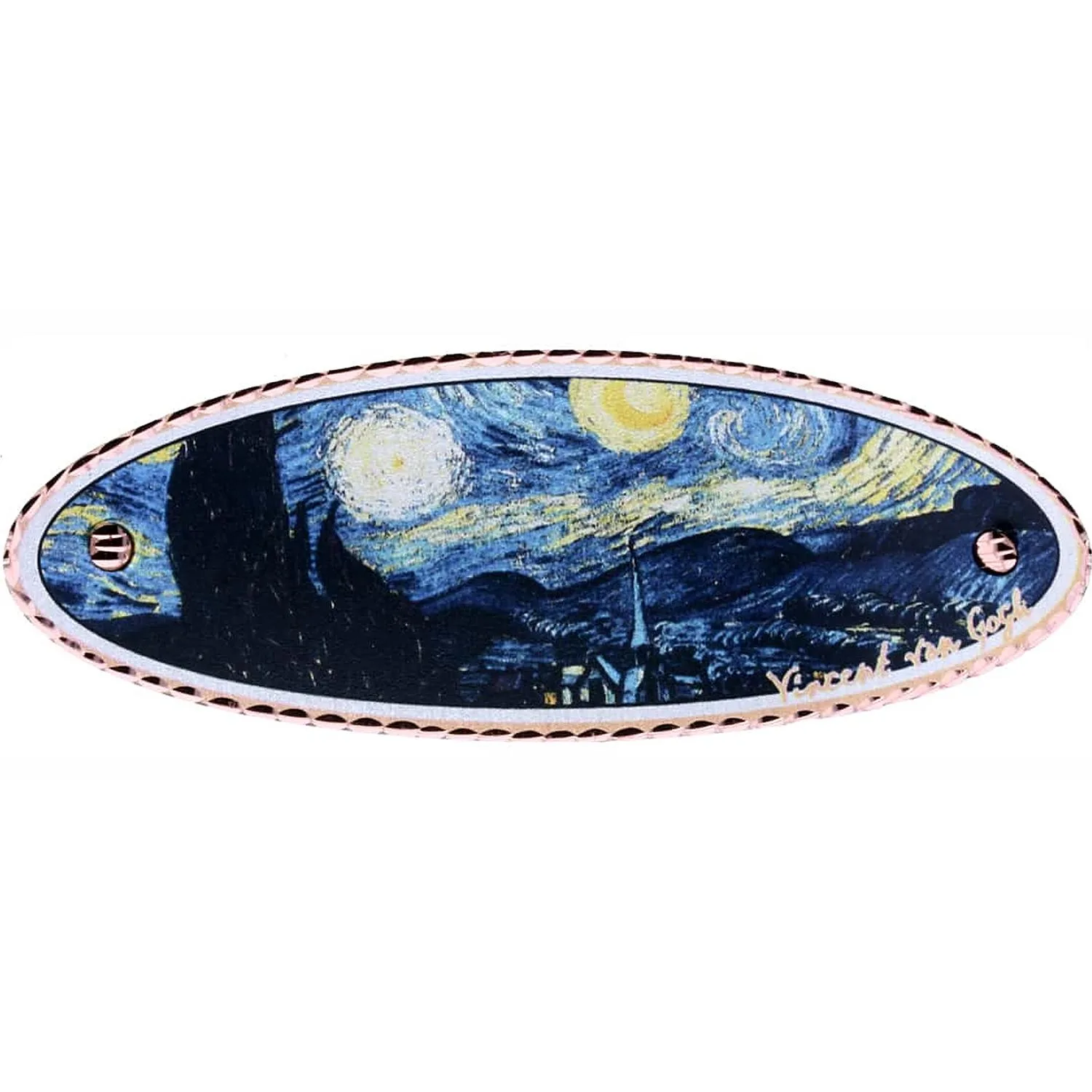 Handmade Van Gogh Starry Night pure copper hair clip barrette