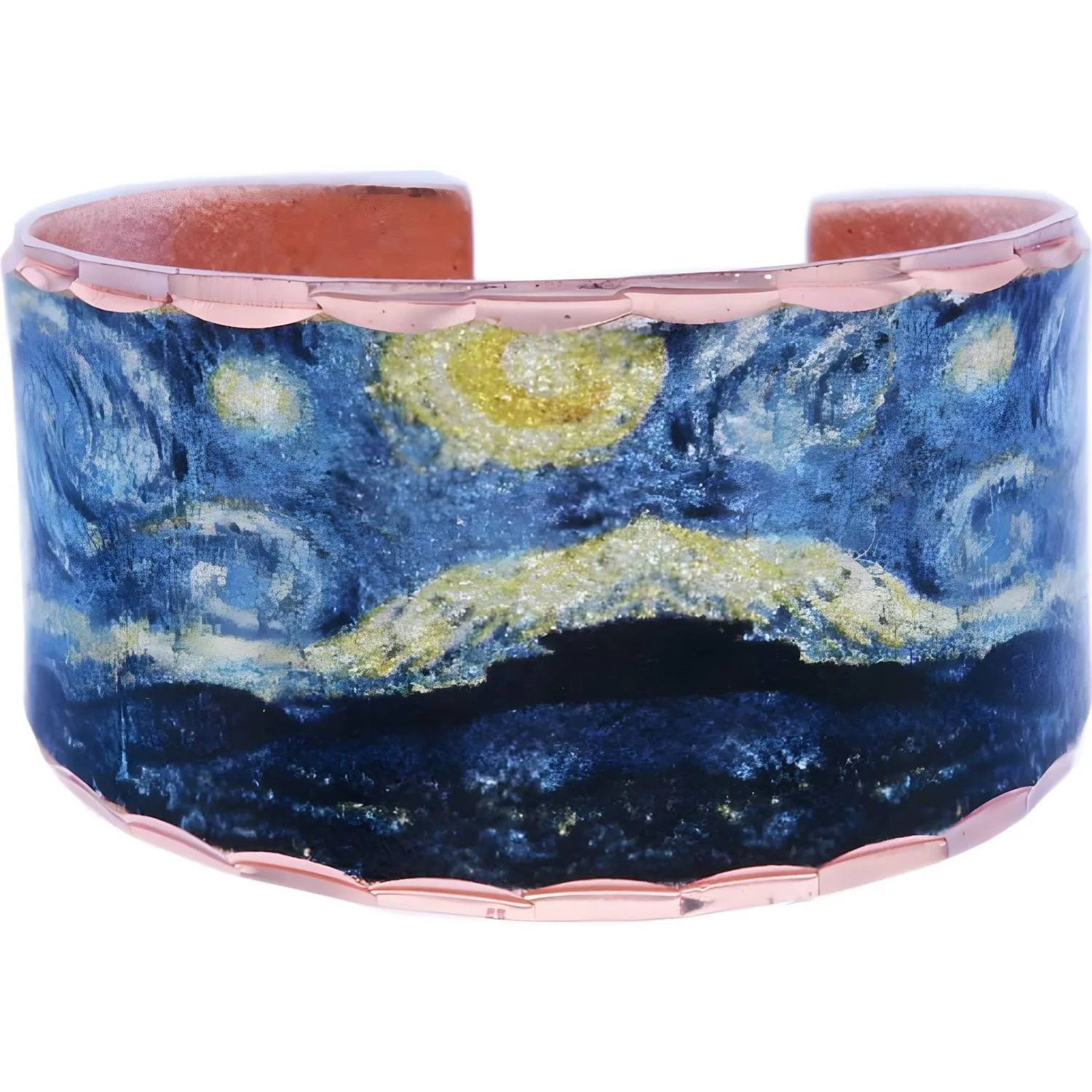 Handmade Van Gogh Starry Night adjustable pure copper ring for women