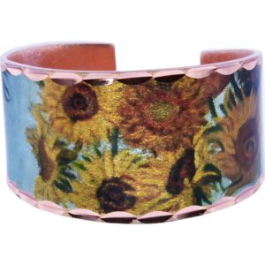 Van Gogh Sunflowers Bracelet – Flower Jewelry Perfect Summer Accessory Handmade bracelet inspired by Van Gogh famous Sunflowers painting, showcasing a flower jewelry perfect summer accessory.