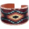 Artisan burgundy, gold, and turquoise Southwestern diamond copper ring