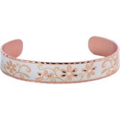 Copper Flower Cuff Bracelet Handmade in Silver Plated Background