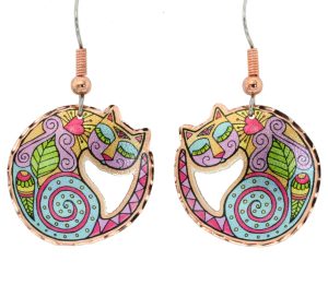 Cut Out Cat Earrings Handmade from Copper