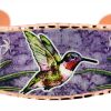 Exquisite Purple Flowers & Hummingbird Bracelet
