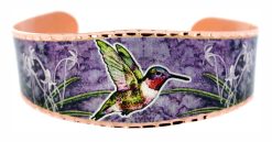 Exquisite Purple Flowers & Hummingbird Bracelet