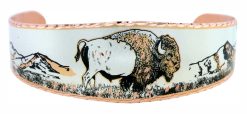 Silver Tone Background Copper Buffalo Bracelet BR-59