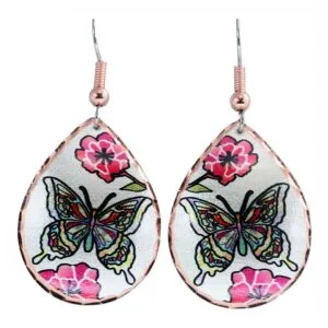 Colorful copper butterfly earrings handmade for unique gift giving. Colorful copper butterfly earrings handcrafted for nature lovers, representing the best handmade jewelry gifts for women.