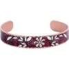 Cuff Flower Bracelet Handmade in Burgundy Background Color
