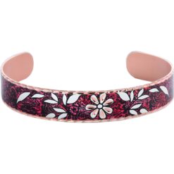 Cuff Flower Bracelet Handmade in Burgundy Background Color