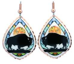 Precious alcohol ink art buffalo earrings LD-371