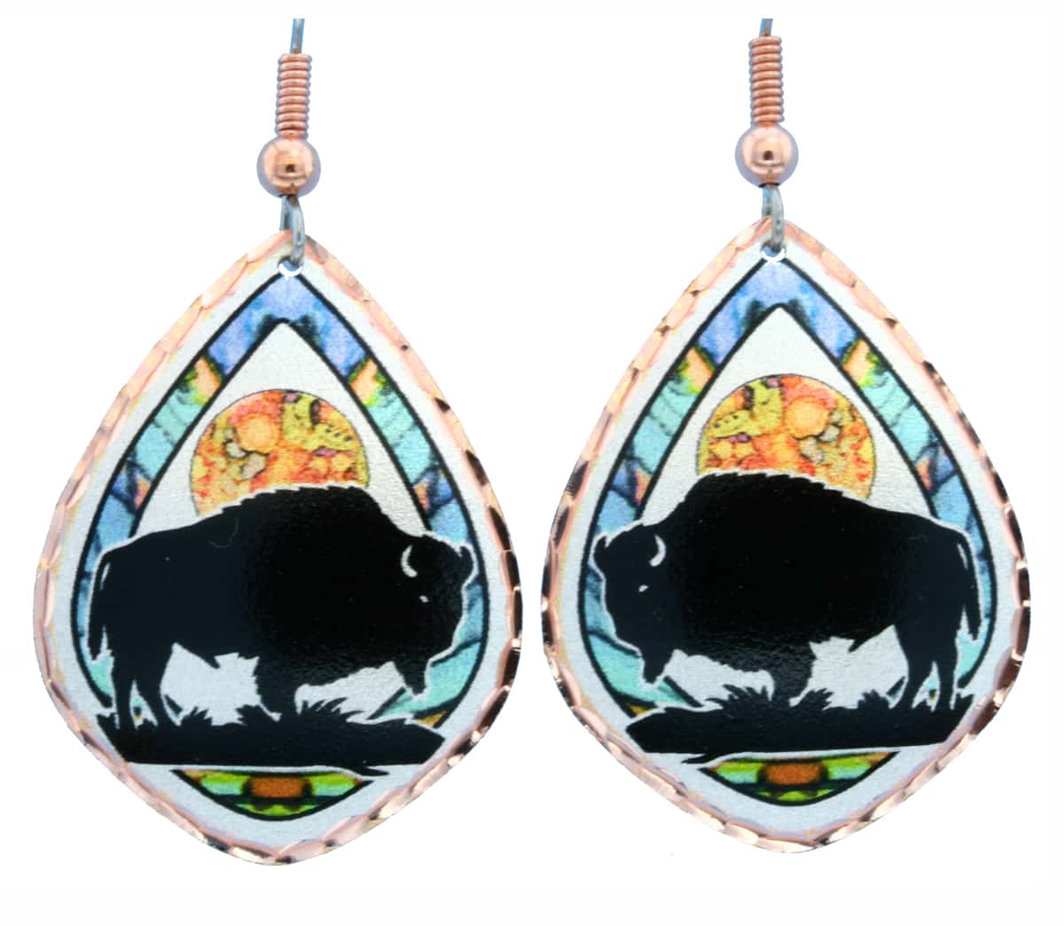 Precious alcohol ink art buffalo earrings LD-371 Precious alcohol ink art buffalo earrings LD-371