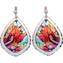 Alcohol ink jewelry earrings handcrafted from copper with sparkling diamond cuts
