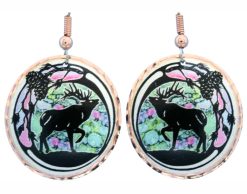 Charming alcohol ink jewelry elk earrings LD-373