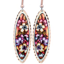 Lovely flower earrings made from teardrop copper with sparkling diamond cuts