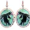Majestic raven earrings created from original raven Alcohol ink art