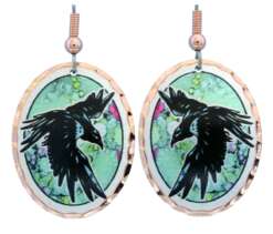 Majestic raven earrings created from original raven Alcohol ink art