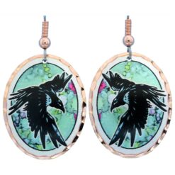 Majestic raven earrings created from original raven Alcohol ink art